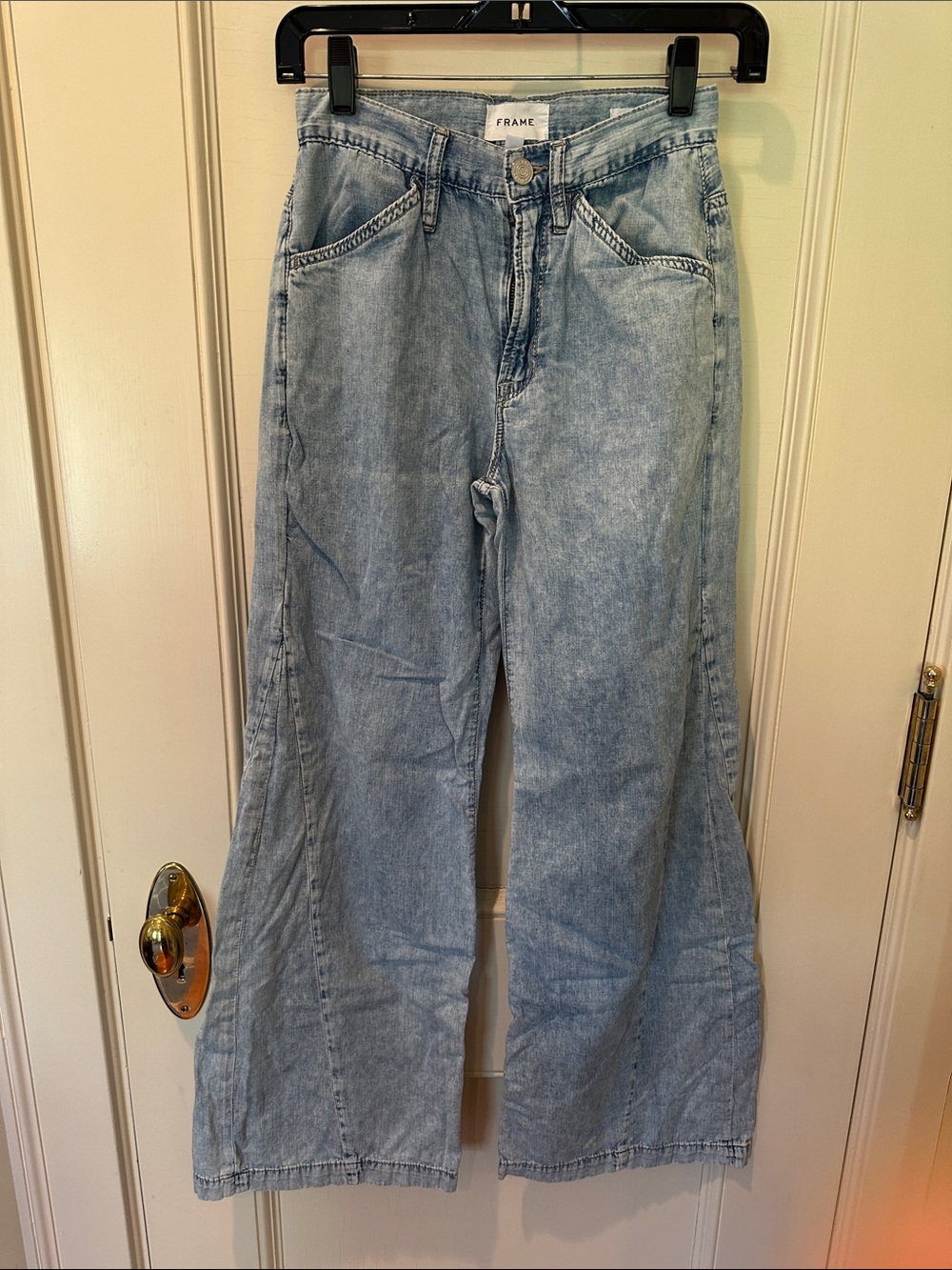 Frame Denim Le Baggy Palazzo Light Wash Wide Leg Jeans - Sz 23
